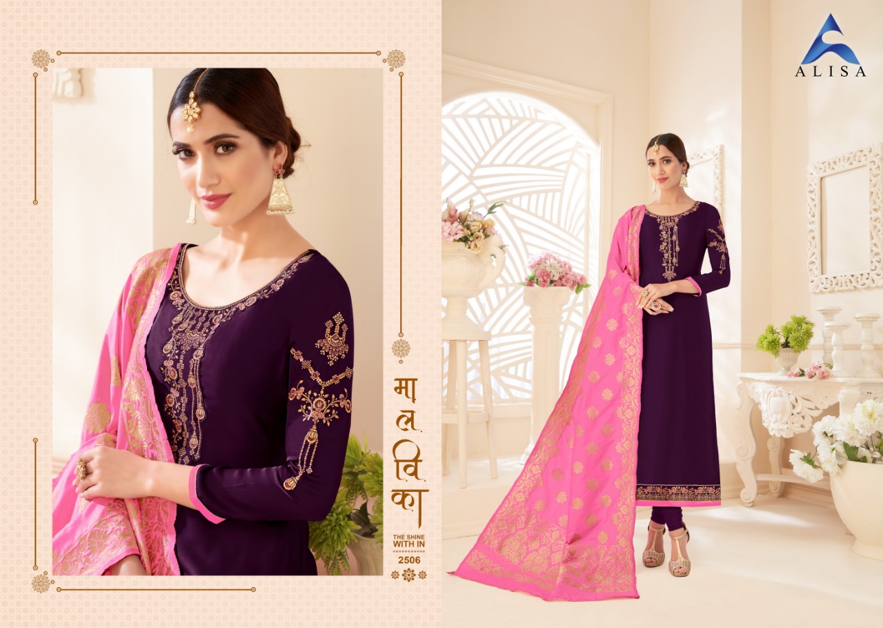Amira Vol-6 By Alisa 2501 To 2506 Series Indian Traditional Wear Collection Beautiful Stylish Fancy Colorful Party Wear & Occasional Wear Satin Georgette With Heavy Work And Additional Diamond Work Dresses At Wholesale Price