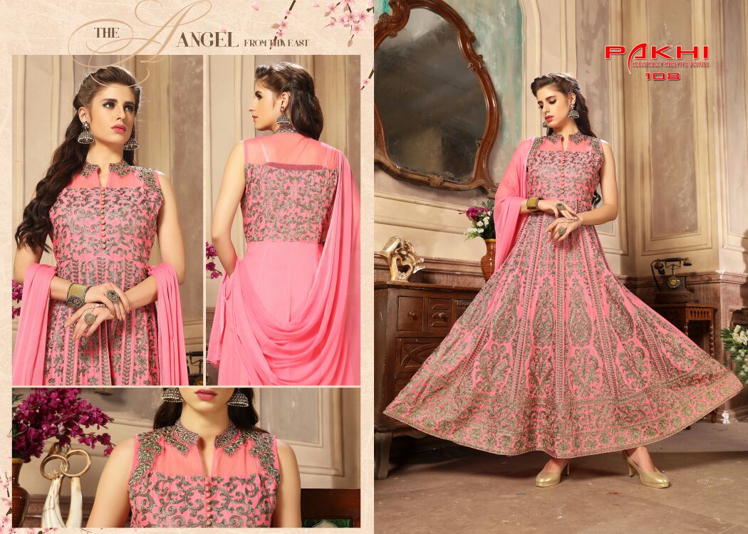 Amira By Pakhi 101 To 109 Series Designer Anarkali Suits Beautiful Stylish Fancy Colorful Party Wear & Occasional Wear Heavy Cotton Cambric Dresses At Wholesale Price