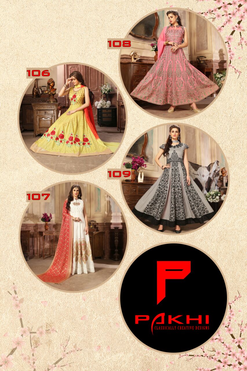 Amira By Pakhi 101 To 109 Series Designer Anarkali Suits Beautiful Stylish Fancy Colorful Party Wear & Occasional Wear Heavy Cotton Cambric Dresses At Wholesale Price