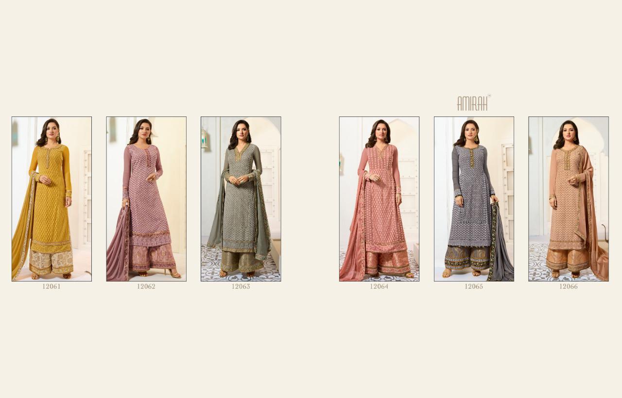Amirah Vol-28 By Amirah 12061 To 12066 Series Sharara Suits Stylish Beautiful Colourful Printed & Embroidered Party Wear & Occasional Wear Faux Georgette With Embroidery Dresses At Wholesale Price