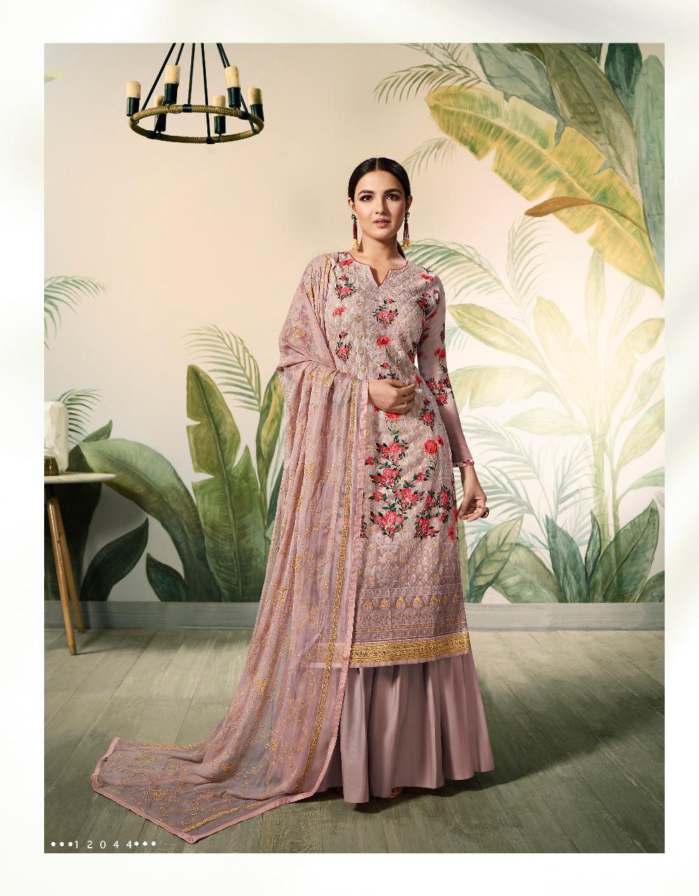 Amirah Lakhnavi By Amirah 12041 To 12046 Series Designer Sharara Suits Collection Beautiful Stylish Fancy Colorful Party Wear & Occasional Wear Georgette Digital Print With Lakhnavi Work Dresses At Wholesale Price