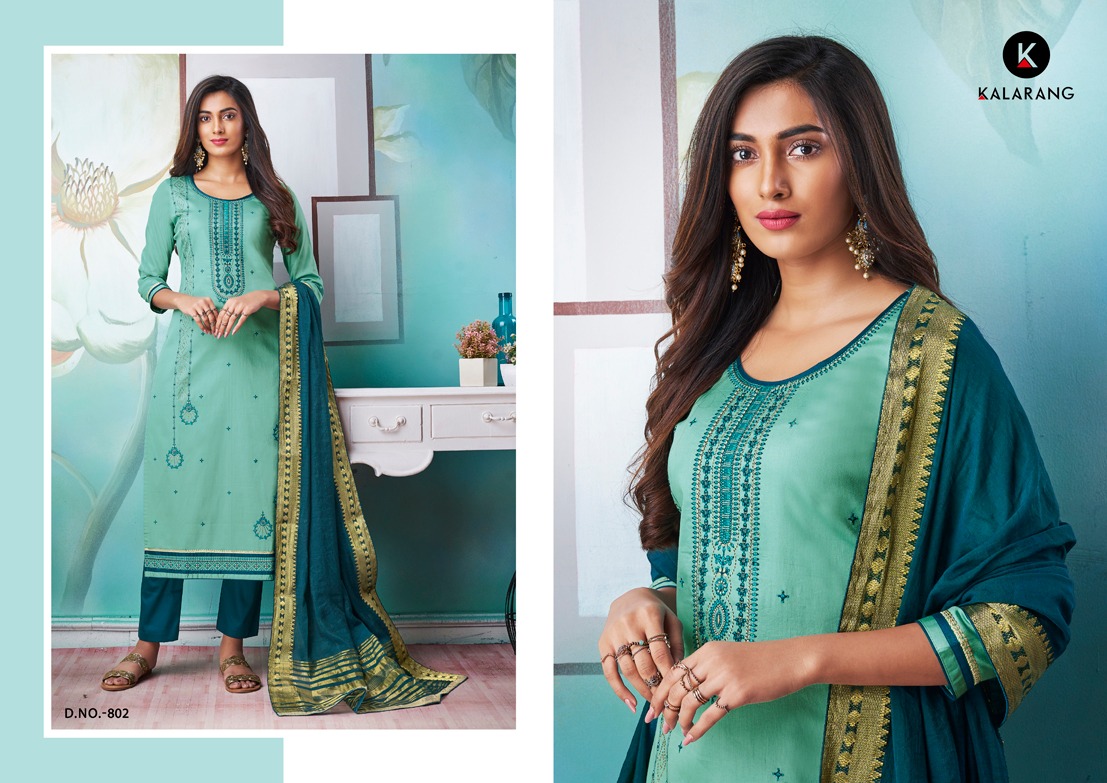 Amrut Vol-2 By Kalarang 801 To 804 Series Indian Traditional Wear Collection Beautiful Stylish Fancy Colorful Party Wear & Occasional Wear Jam Silk Cotton With Embroidery Dresses At Wholesale Price