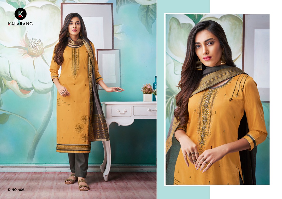Amrut Vol-2 By Kalarang 801 To 804 Series Indian Traditional Wear Collection Beautiful Stylish Fancy Colorful Party Wear & Occasional Wear Jam Silk Cotton With Embroidery Dresses At Wholesale Price