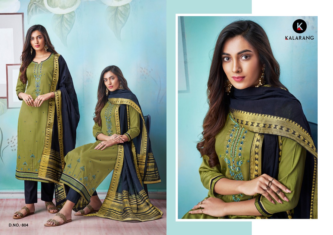Amrut Vol-2 By Kalarang 801 To 804 Series Indian Traditional Wear Collection Beautiful Stylish Fancy Colorful Party Wear & Occasional Wear Jam Silk Cotton With Embroidery Dresses At Wholesale Price