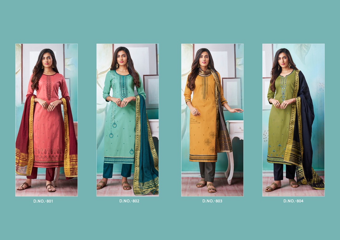 Amrut Vol-2 By Kalarang 801 To 804 Series Indian Traditional Wear Collection Beautiful Stylish Fancy Colorful Party Wear & Occasional Wear Jam Silk Cotton With Embroidery Dresses At Wholesale Price