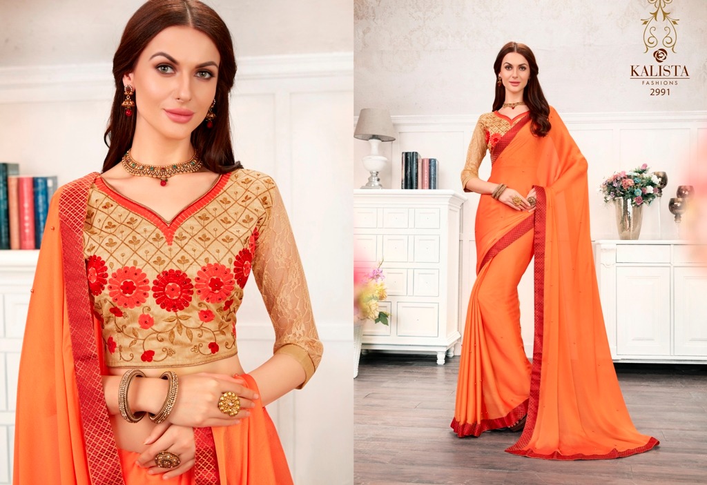 Anandi Vol-1 By Kalista Fashion 2991 To 3000 Series Indian Traditional Wear Collection Beautiful Stylish Fancy Colorful Party Wear & Occasional Wear Rangoli Georgette Sarees At Wholesale Price