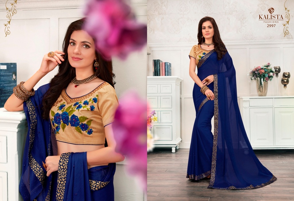 Anandi Vol-1 By Kalista Fashion 2991 To 3000 Series Indian Traditional Wear Collection Beautiful Stylish Fancy Colorful Party Wear & Occasional Wear Rangoli Georgette Sarees At Wholesale Price