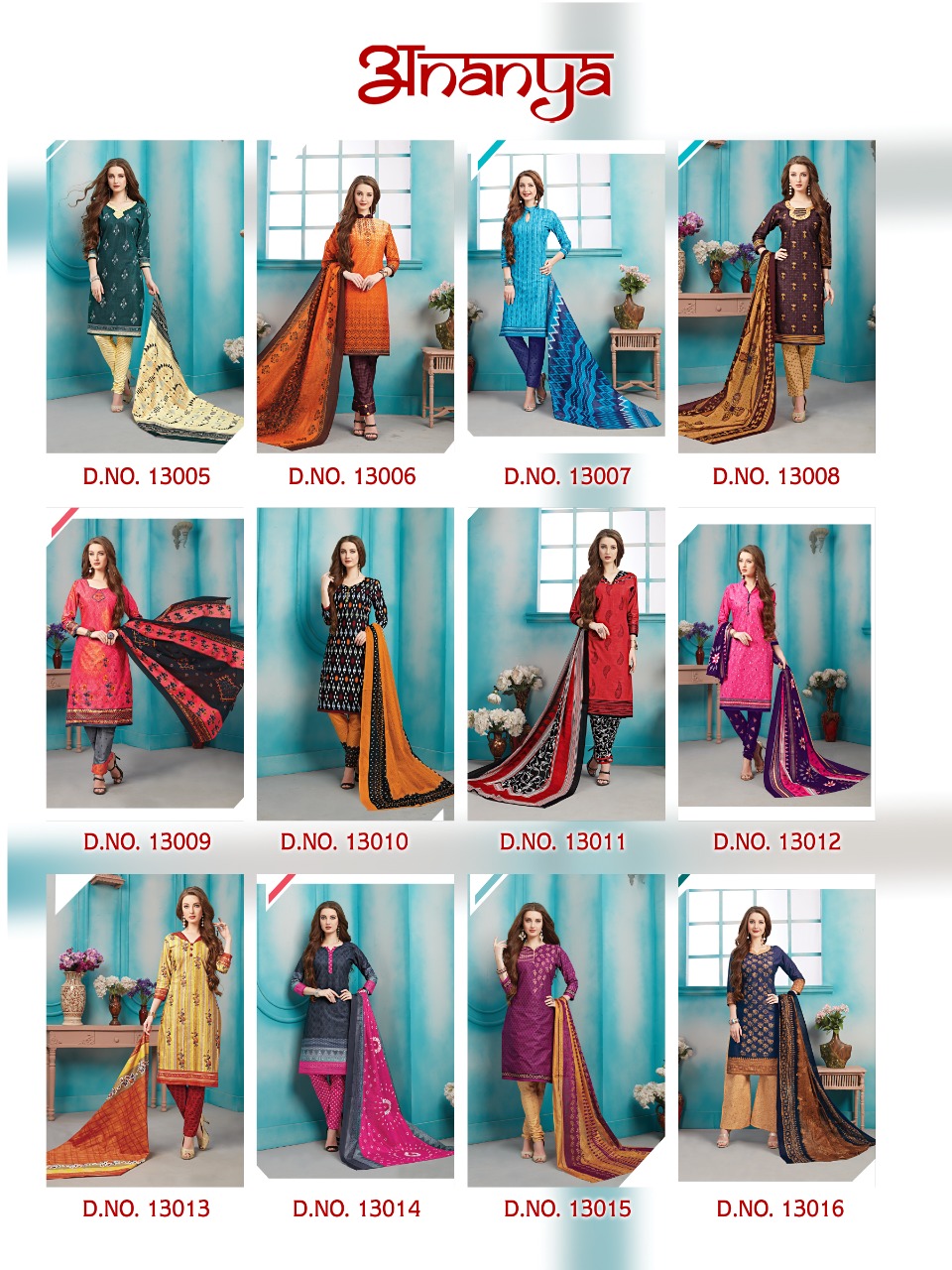 Ananya Vol-13 By Ganesha 13005 To 13016 Series Indian Traditional Wear Collection Beautiful Stylish Fancy Colorful Party Wear & Occasional Wear Cotton Printed Dress At Wholesale Price
