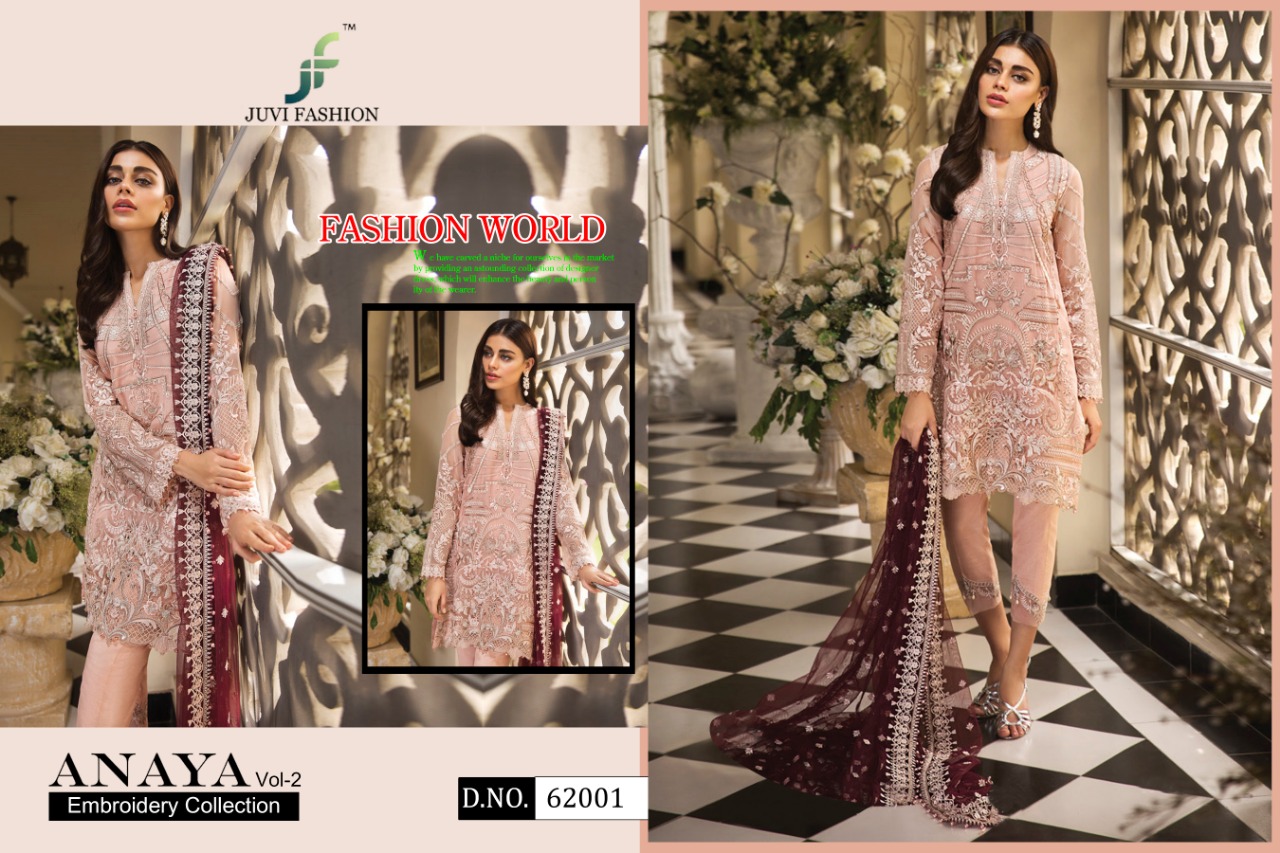 Anaya Embroidery Collection Vol-2 By Juvi Fashion 62001 To 62006 Series Beautiful Pakistani Suits Stylish Fancy Colorful Party Wear & Ethnic Wear Faux Georgette With Heavy Embroidery Dresses At Wholesale Price