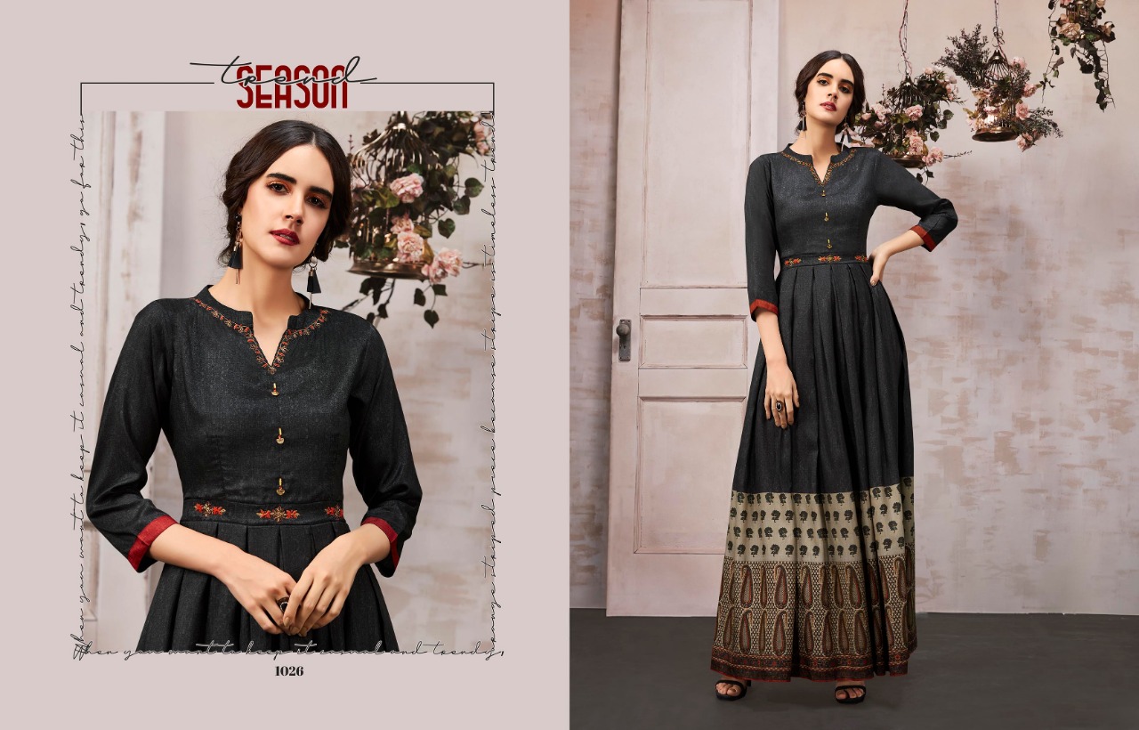 Anaya By Kajree Fashion 1021 To 1027 Series Designer Wear Collection Beautiful Stylish Fancy Colorful Party Wear & Occasional Wear Soft Silk Print And Chanderi Printed  Gowns At Wholesale Price