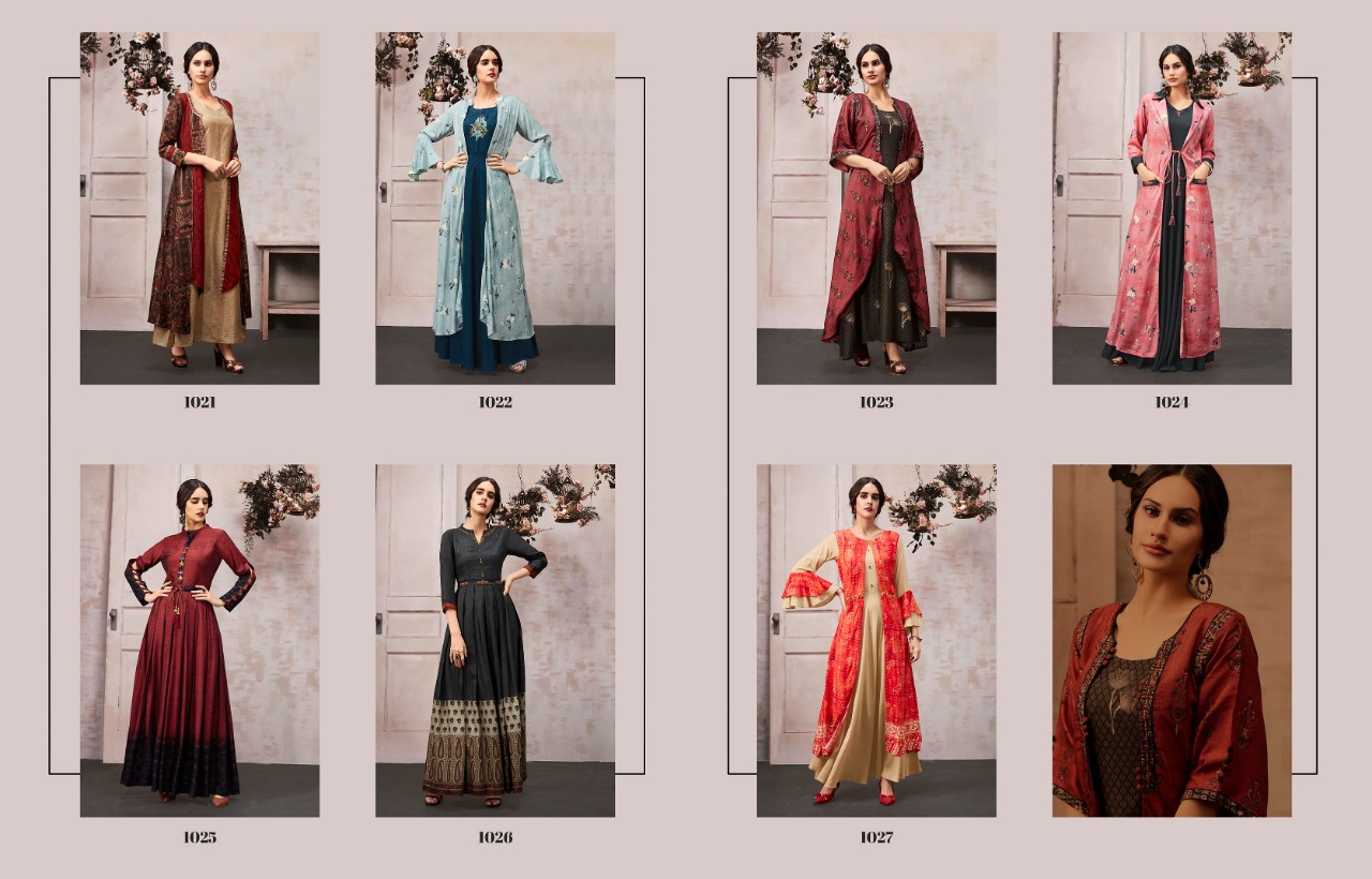 Anaya By Kajree Fashion 1021 To 1027 Series Designer Wear Collection Beautiful Stylish Fancy Colorful Party Wear & Occasional Wear Soft Silk Print And Chanderi Printed  Gowns At Wholesale Price