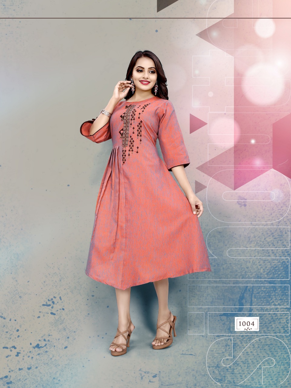 Anguri By Mithoodi 1001 To 1006  Series Stylish Fancy Beautiful Colorful Casual Wear & Ethnic Wear Cotton Linen Slub With Embroidery Kurtis At Wholesale Price