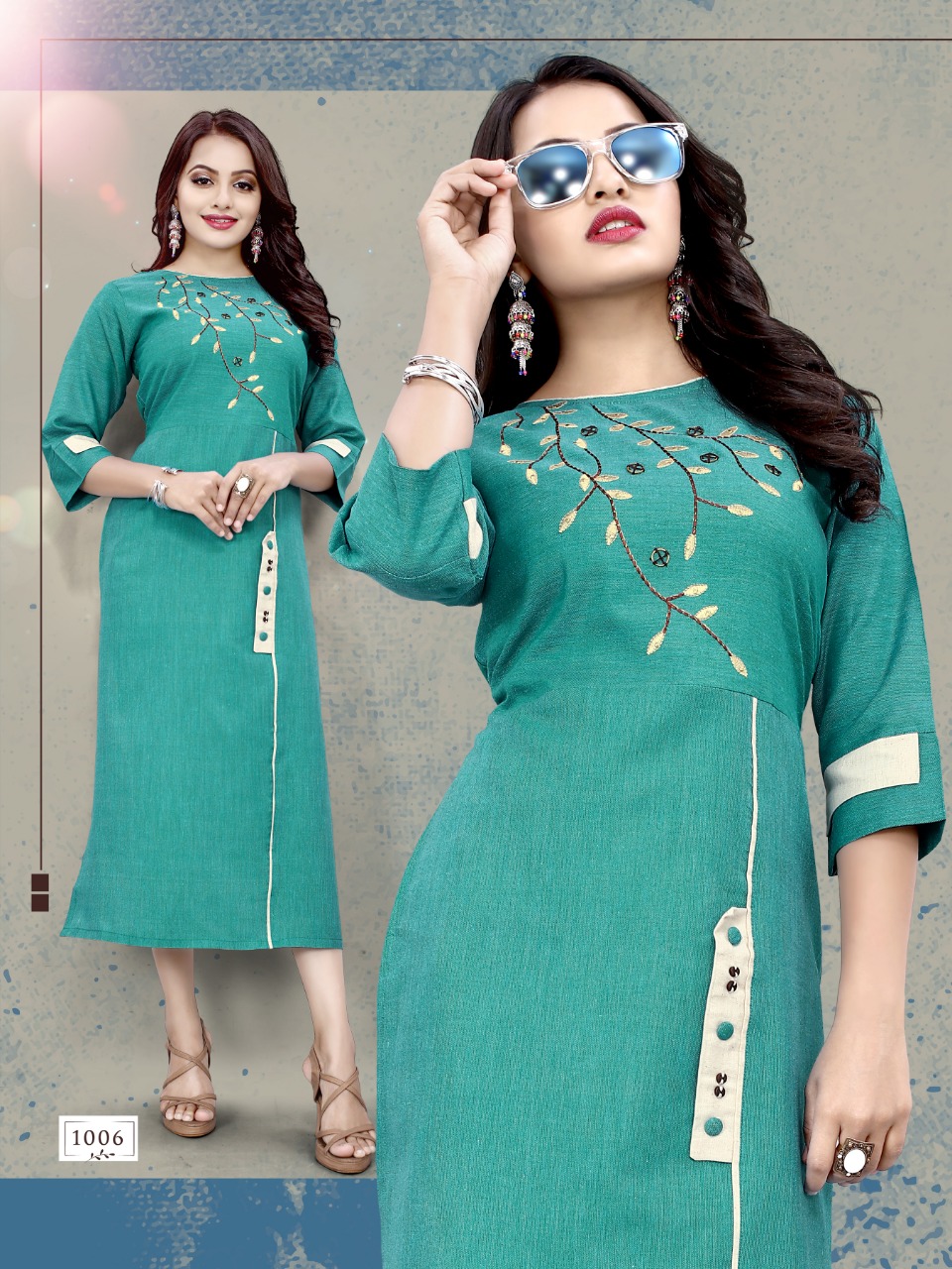 Anguri By Mithoodi 1001 To 1006  Series Stylish Fancy Beautiful Colorful Casual Wear & Ethnic Wear Cotton Linen Slub With Embroidery Kurtis At Wholesale Price