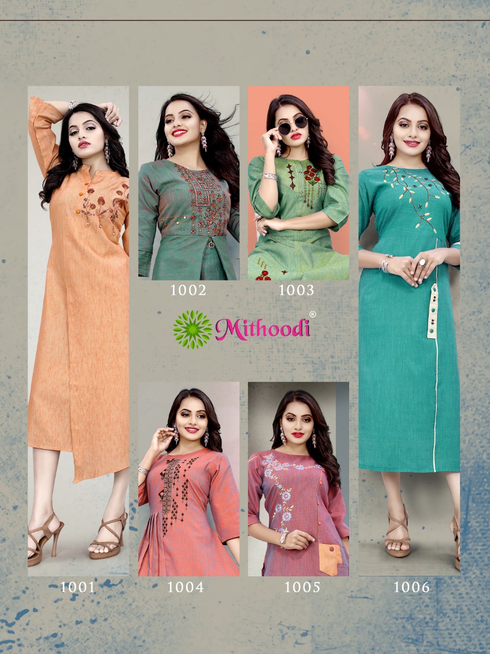 Anguri By Mithoodi 1001 To 1006  Series Stylish Fancy Beautiful Colorful Casual Wear & Ethnic Wear Cotton Linen Slub With Embroidery Kurtis At Wholesale Price