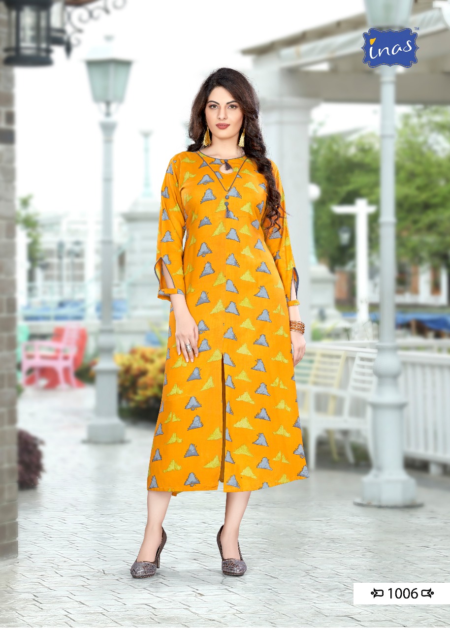Anika By Inas 1001 To 1008 Series Beautiful Colorful Stylish Fancy Casual Wear & Ethnic Wear & Ready To Wear Heavy Rayon Printed Kurtis At Wholesale Price