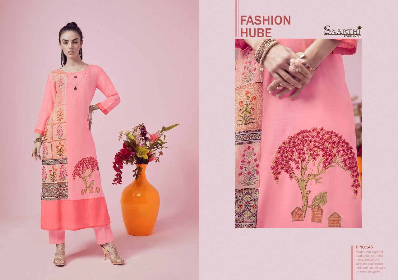 Animi By Saarthi Fashion 139 To 148 Series Beautiful Stylish Fancy Colorful Ethnic Wear & Ready To Wear & Casual Wear Rayon Slub Kurtis At Wholesale Price