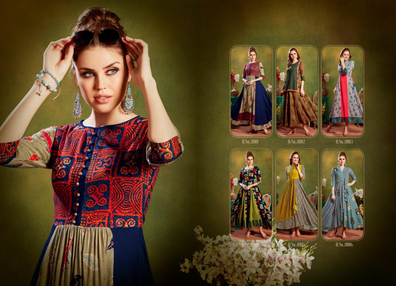 Ankita Vol-1 By Vilohit Enterprise 001 To 1006 Series Indian Traditional Wear Collection Beautiful Stylish Fancy Colorful Party Wear & Occasional Wear Heavy Rayon Printed Kurtis At Wholesale Price