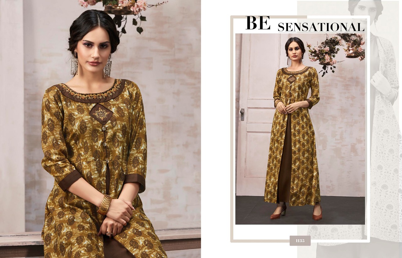 Anokhi By Kajree Fashion 1131 To 1137 Series Beautiful Stylish Colorful Fancy Party Wear & Ethnic Wear & Ready To Wear Silk Rayon Print With Embroidery Kurtis At Wholesale Price