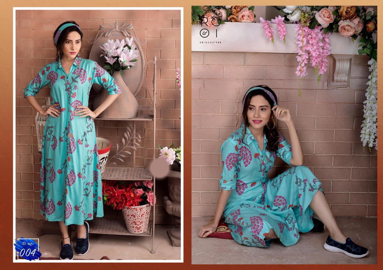 Anoukhi By Rooi 001 To 008 Series Beautiful Stylish Colorful Fancy Party Wear & Ethnic Wear & Ready To Wear Heavy Rayon Printed Kurtis At Wholesale Price