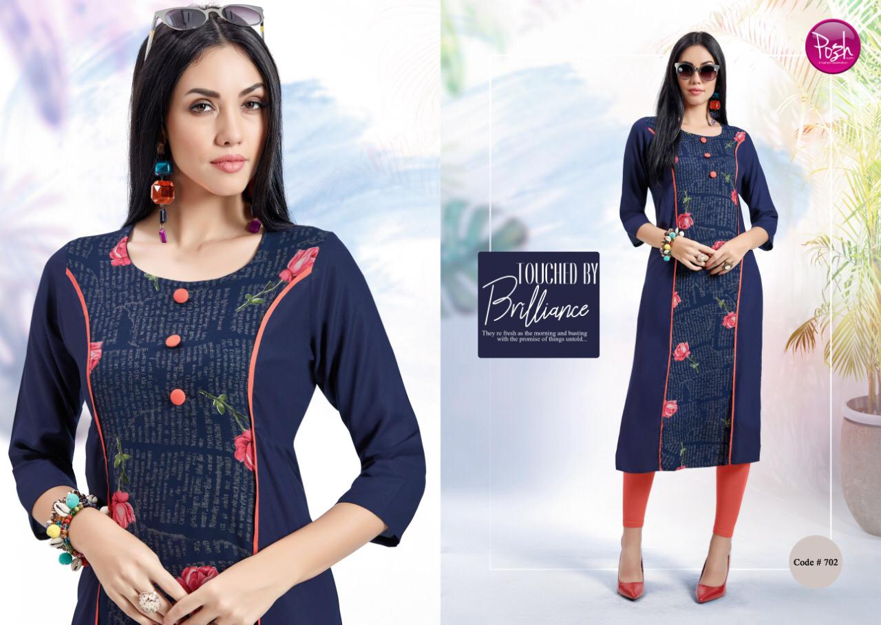 Anshika Vol-2 By Posh 701 To 708 Series Beautiful Stylish Fancy Colorful Casual Wear & Ready To Wear & Ethnic Wear Rayon Printed Kurtis At Wholesale Price