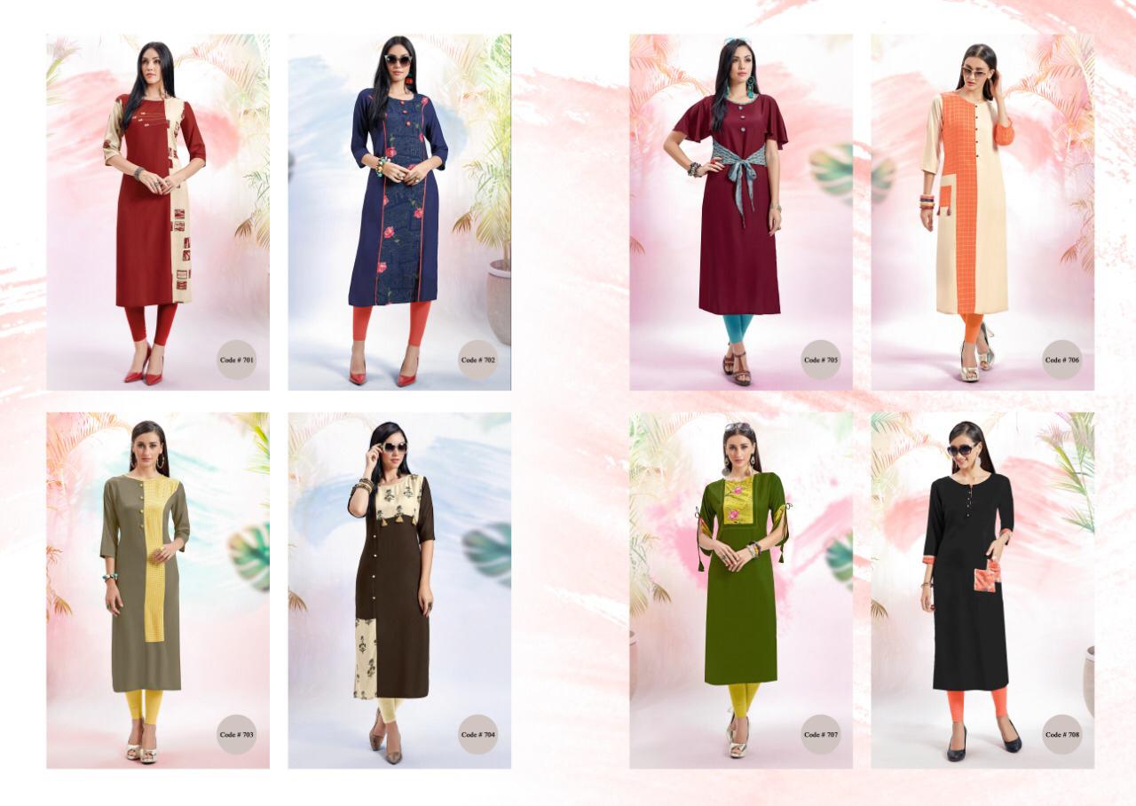 Anshika Vol-2 By Posh 701 To 708 Series Beautiful Stylish Fancy Colorful Casual Wear & Ready To Wear & Ethnic Wear Rayon Printed Kurtis At Wholesale Price