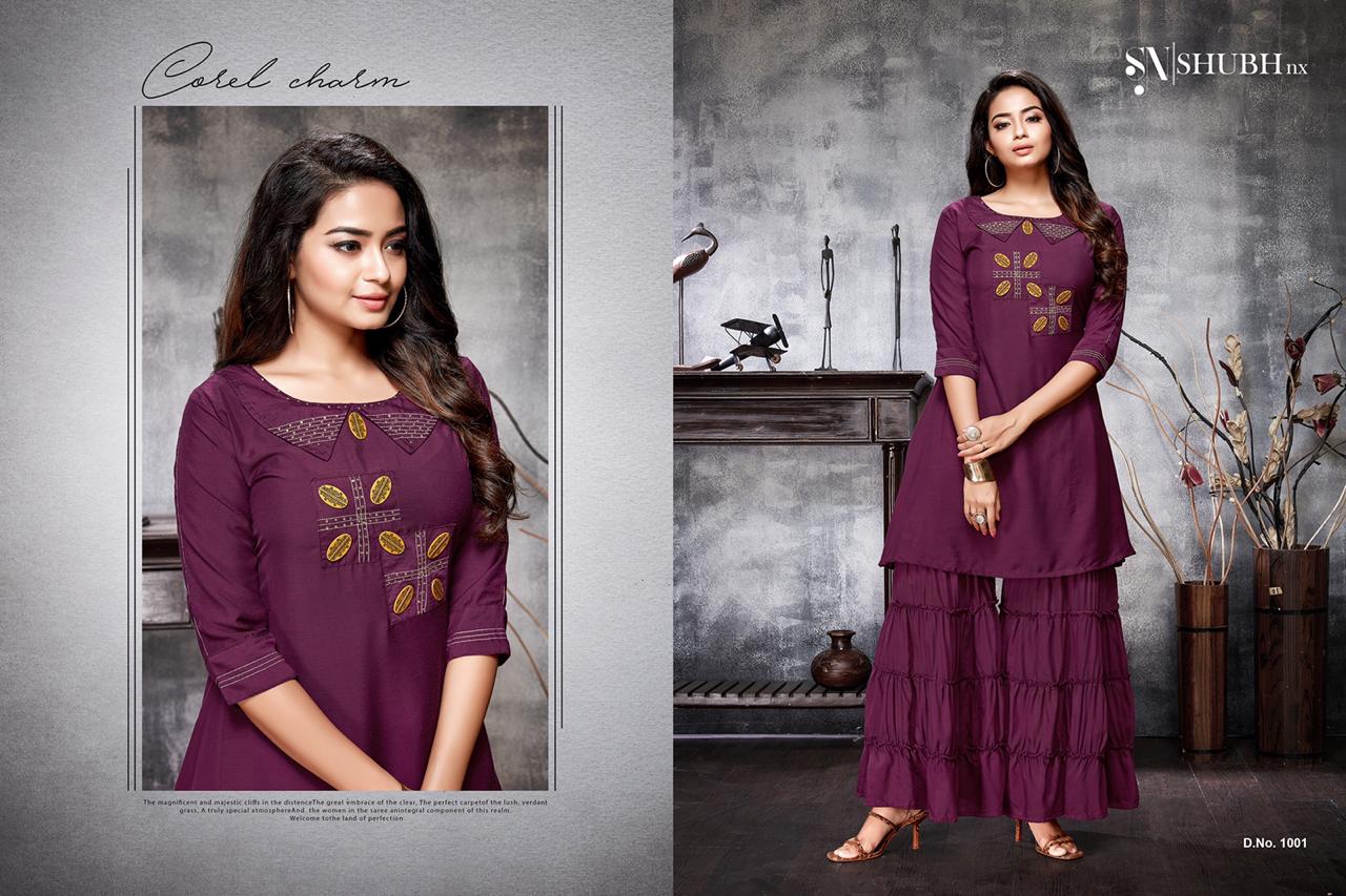 Apoorva Vol-1 By Shubh Nx 1001 To 1005 Series Stylish Fancy Beautiful Colorful Casual Wear & Ethnic Wear Machaline Kurtis With Bottom At Wholesale Price