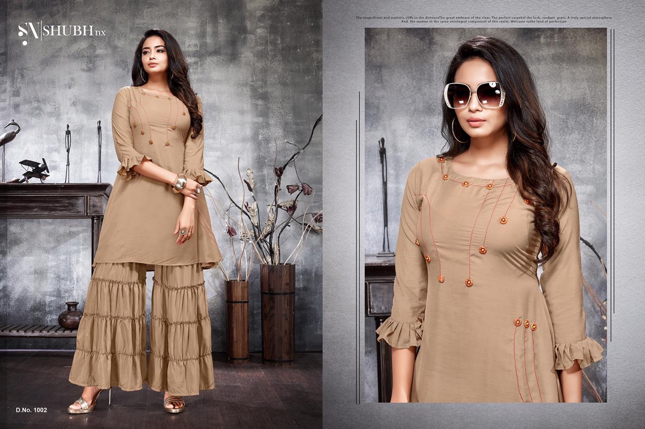 Apoorva Vol-1 By Shubh Nx 1001 To 1005 Series Stylish Fancy Beautiful Colorful Casual Wear & Ethnic Wear Machaline Kurtis With Bottom At Wholesale Price