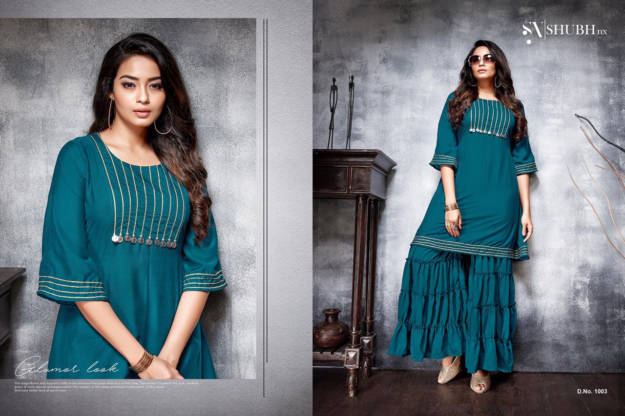 Apoorva Vol-1 By Shubh Nx 1001 To 1005 Series Stylish Fancy Beautiful Colorful Casual Wear & Ethnic Wear Machaline Kurtis With Bottom At Wholesale Price