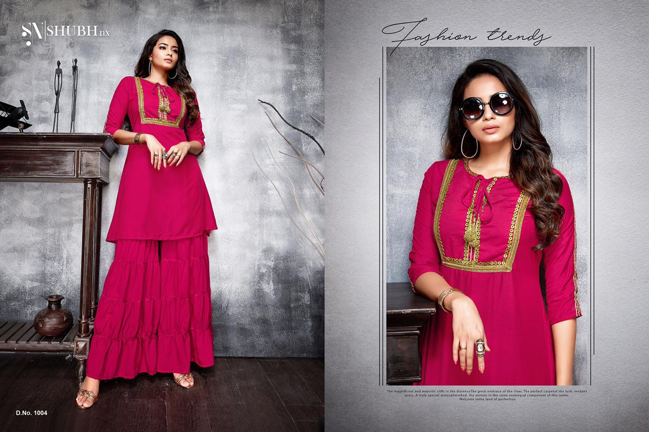 Apoorva Vol-1 By Shubh Nx 1001 To 1005 Series Stylish Fancy Beautiful Colorful Casual Wear & Ethnic Wear Machaline Kurtis With Bottom At Wholesale Price