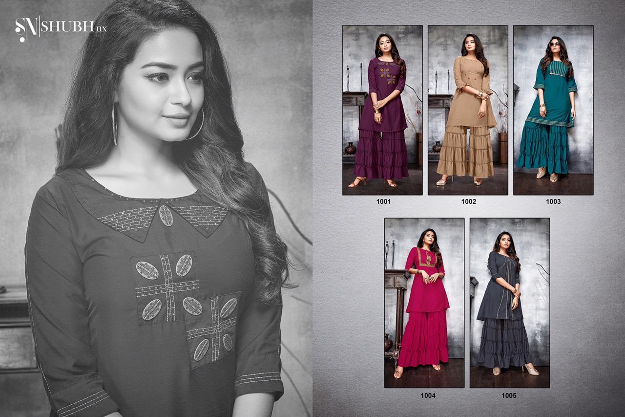 Apoorva Vol-1 By Shubh Nx 1001 To 1005 Series Stylish Fancy Beautiful Colorful Casual Wear & Ethnic Wear Machaline Kurtis With Bottom At Wholesale Price