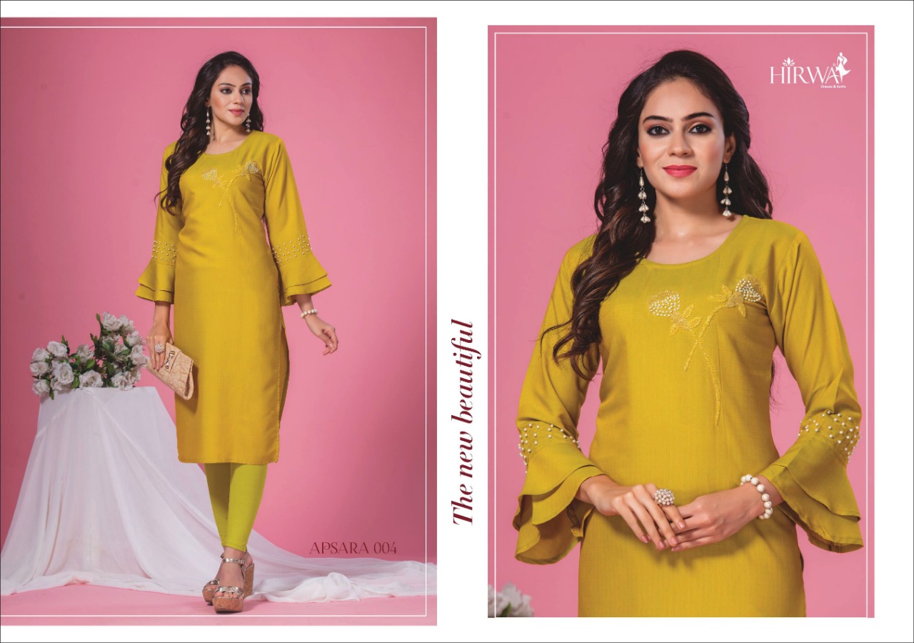 Apsara By Hirwa 001 To 006 Series Beautiful Stylish Fancy Colorful Casual Wear & Ethnic Wear & Ready To Wear Fancy Rayon Printed Kurtis At Wholesale Price