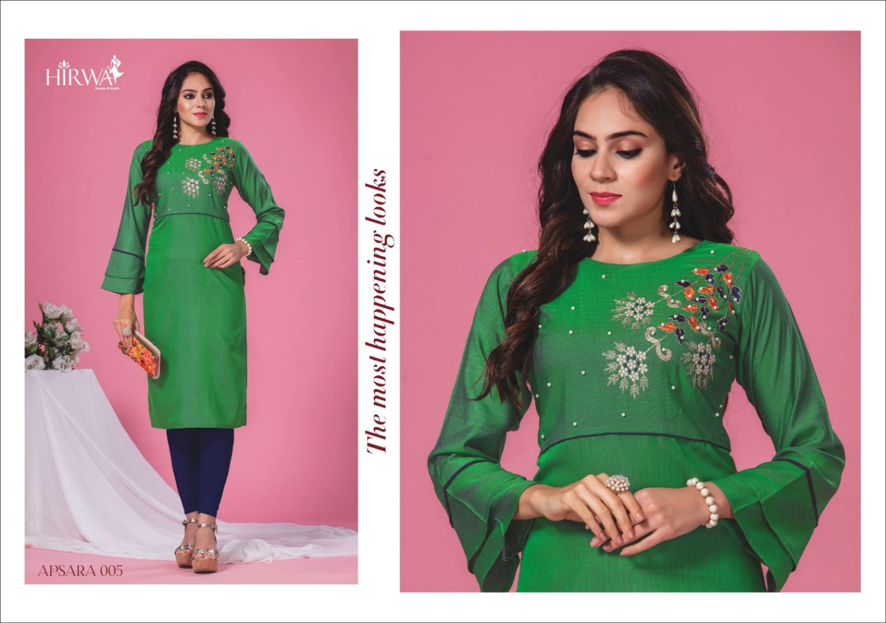 Apsara By Hirwa 001 To 006 Series Beautiful Stylish Fancy Colorful Casual Wear & Ethnic Wear & Ready To Wear Fancy Rayon Printed Kurtis At Wholesale Price