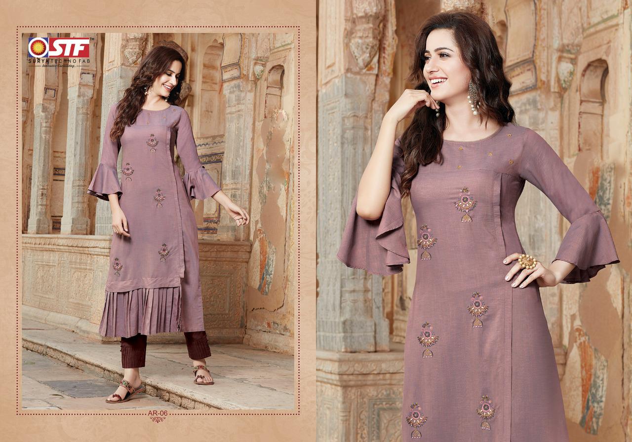 Arianna By Surya Techno Fab 01 To 06 Series Beautiful Stylish Fancy Colorful Casual Wear & Ethnic Wear & Ready To Wear Linen Melange Embroidered Kurtis At Wholesale Price