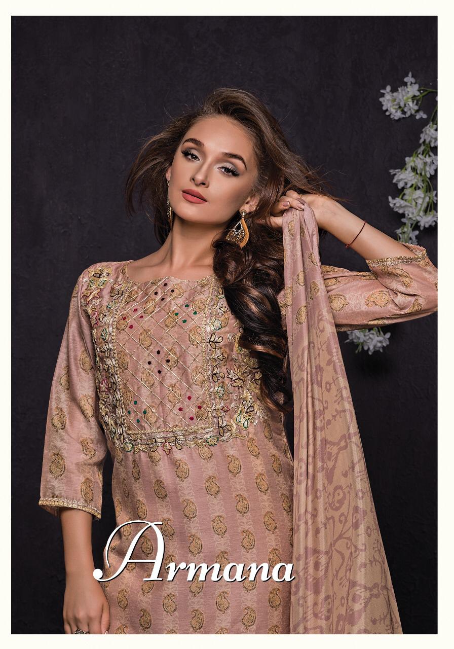 Armana By Sri 752 To 758 Series Beautiful Suits Stylish Fancy Colorful Party Wear & Occasional Wear Mono Chanderi With Aari Work Dresses At Wholesale Price