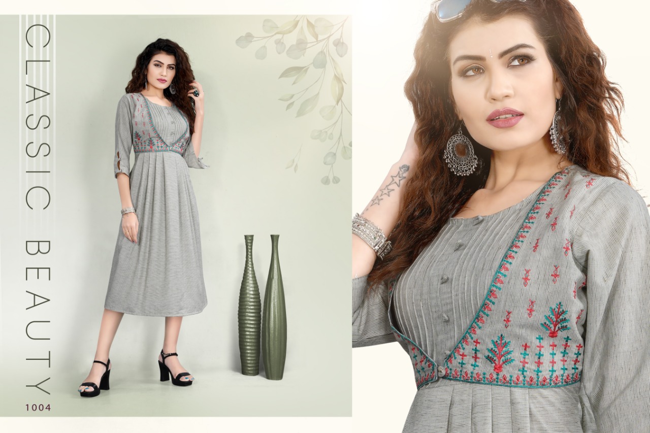 Arohi By Cygnus 1001 To 1004 Series Beautiful Stylish Fancy Colorful Casual Wear & Ethnic Wear & Ready To Wear Cotton Embroidery Kurtis At Wholesale Price
