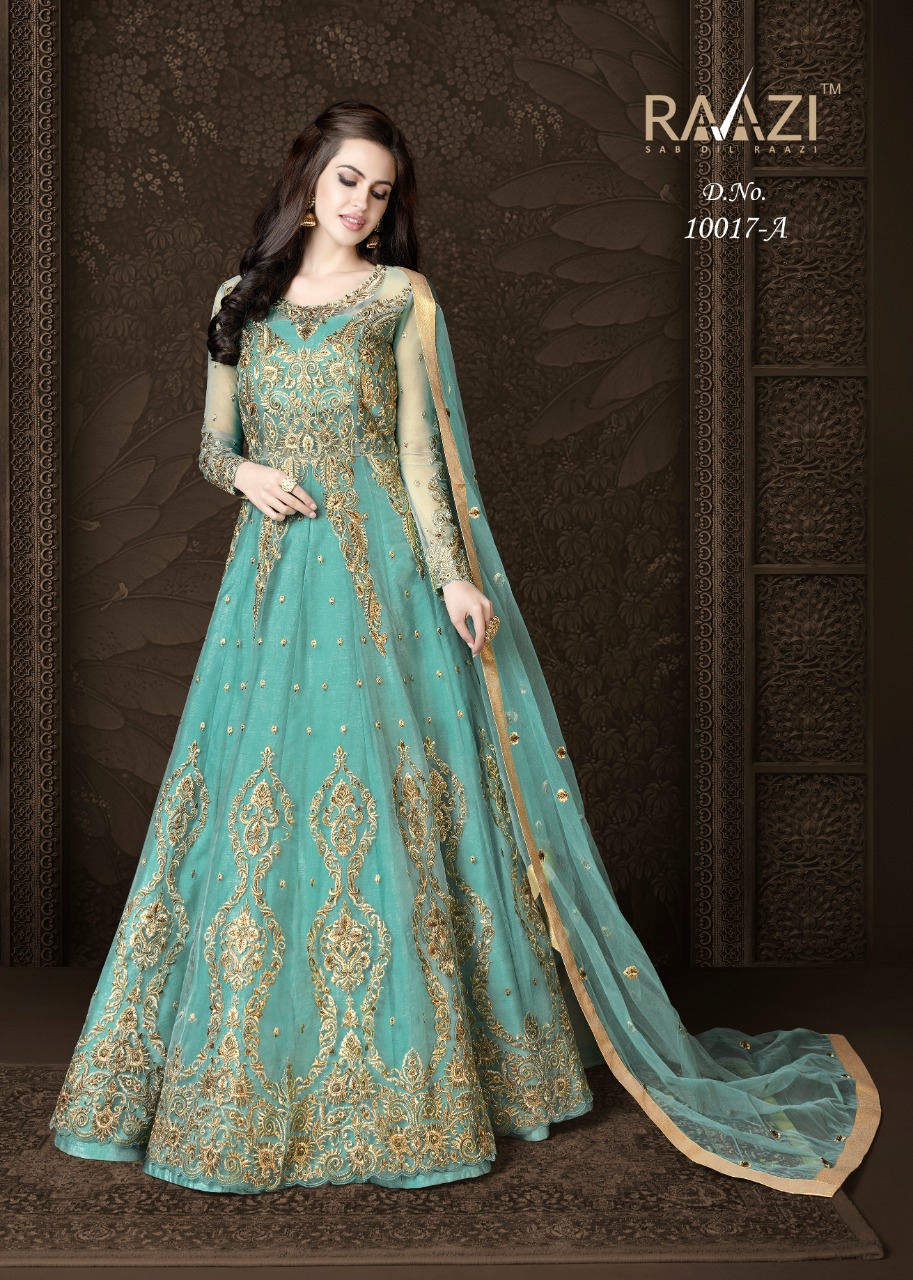 Aroos 10017 Colours By Rama Fashion 10017-a To 10017-d Series Designer Anarkali Collection Suits Beautiful Stylish Fancy Colorful Party Wear & Occasional Wear Net Embroidered Dresses At Wholesale Price
