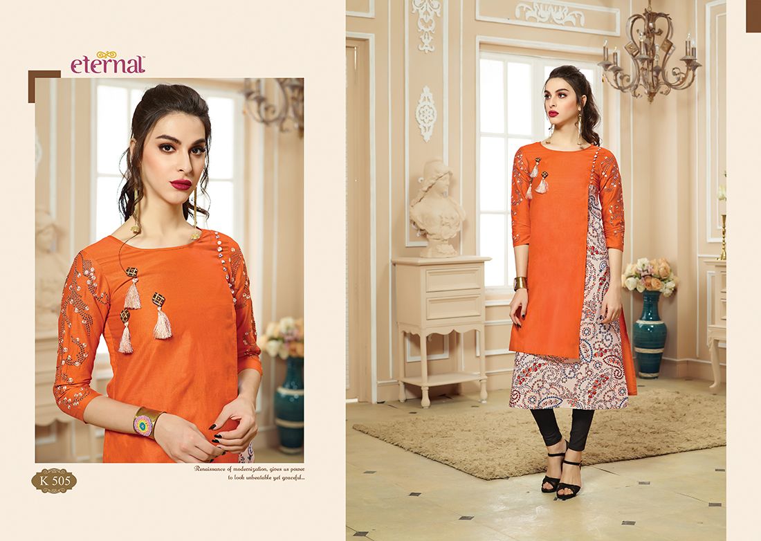 Artery Vol-2 By Eternal Fashion 503 To 514 Series Stylish Fancy Beautiful Colorful Casual Wear & Ethnic Wear Pure Cotton Jam Satin Printed Kurtis At Wholesale Price