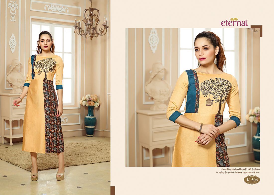 Artery Vol-2 By Eternal Fashion 503 To 514 Series Stylish Fancy Beautiful Colorful Casual Wear & Ethnic Wear Pure Cotton Jam Satin Printed Kurtis At Wholesale Price