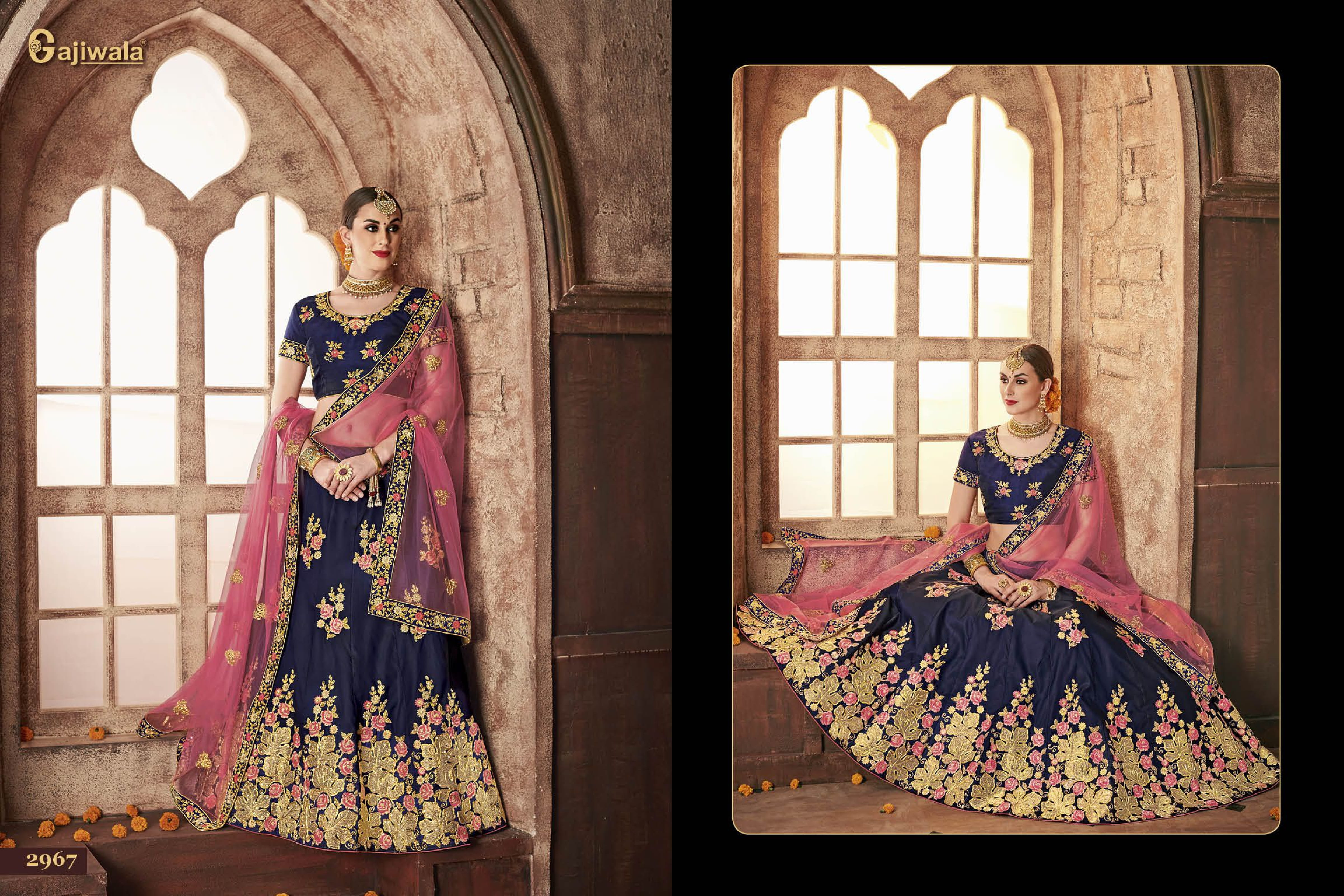 Buy Latest Gajiwala Sarees Lehenga Gowns Wholesale - Zirr Gajiwala Lehenga  Choli Set