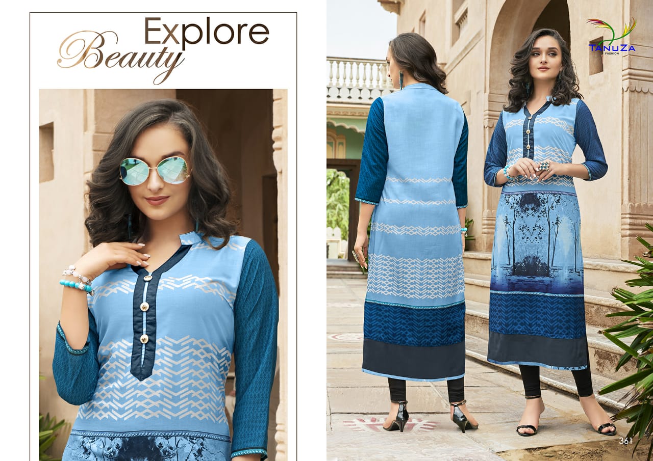 Asima By Tanuza Fashion 353 To 365 Series Stylish Fancy Beautiful Colorful Casual Wear & Ethnic Wear Poly Rayon Print Kurtis At Wholesale Price