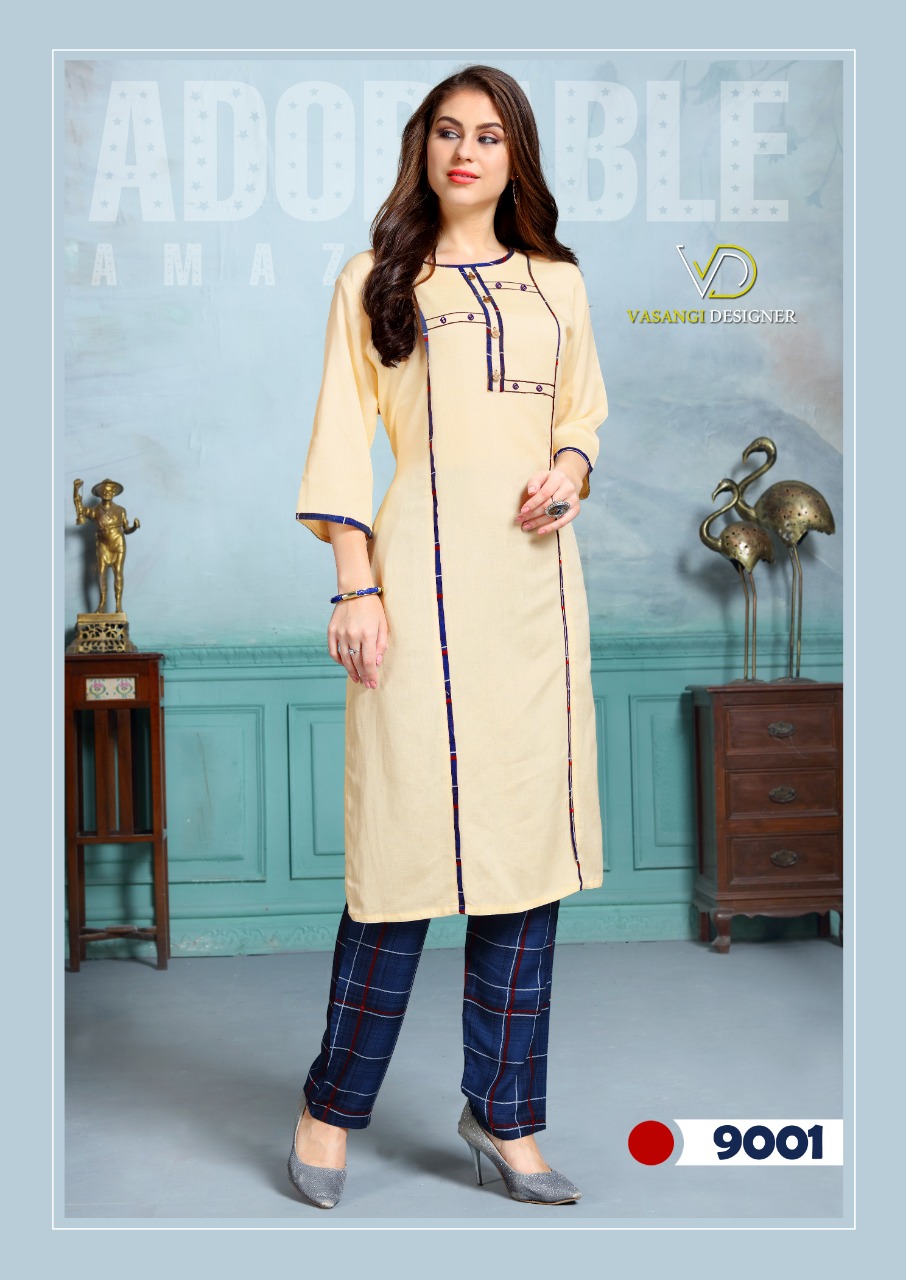 Atithi Vol-2 By Vasangi Designer 9001 To 9005 Series Beautiful Colorful Stylish Fancy Casual Wear & Ethnic Wear & Ready To Wear Rayon Printed Kurtis At Wholesale Price
