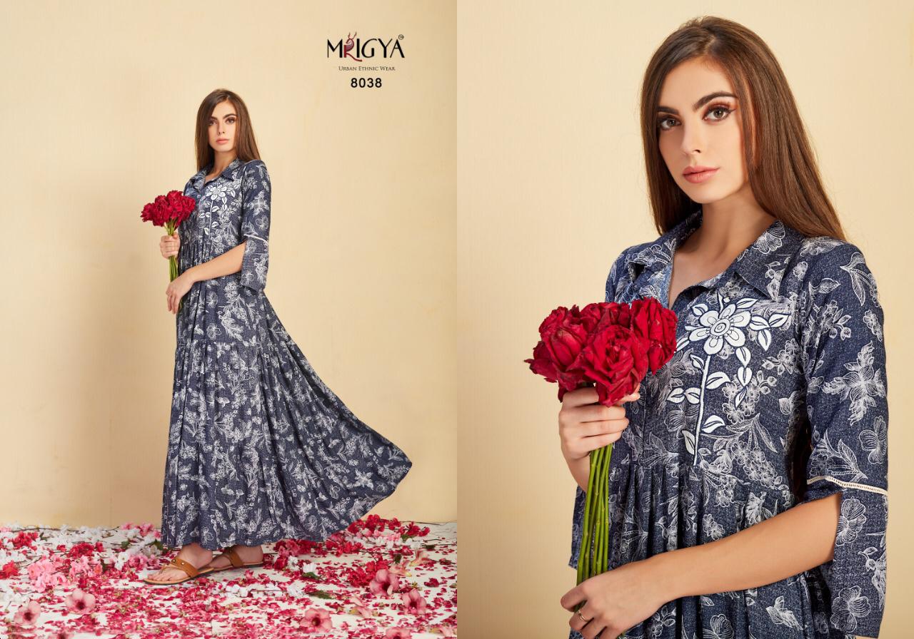 Attitude Vol-2 By Mrigya 8036 To 8040 Series Beautiful Colorful Stylish Fancy Casual Wear & Ethnic Wear & Ready To Wear Rayon Kurtis At Wholesale Price