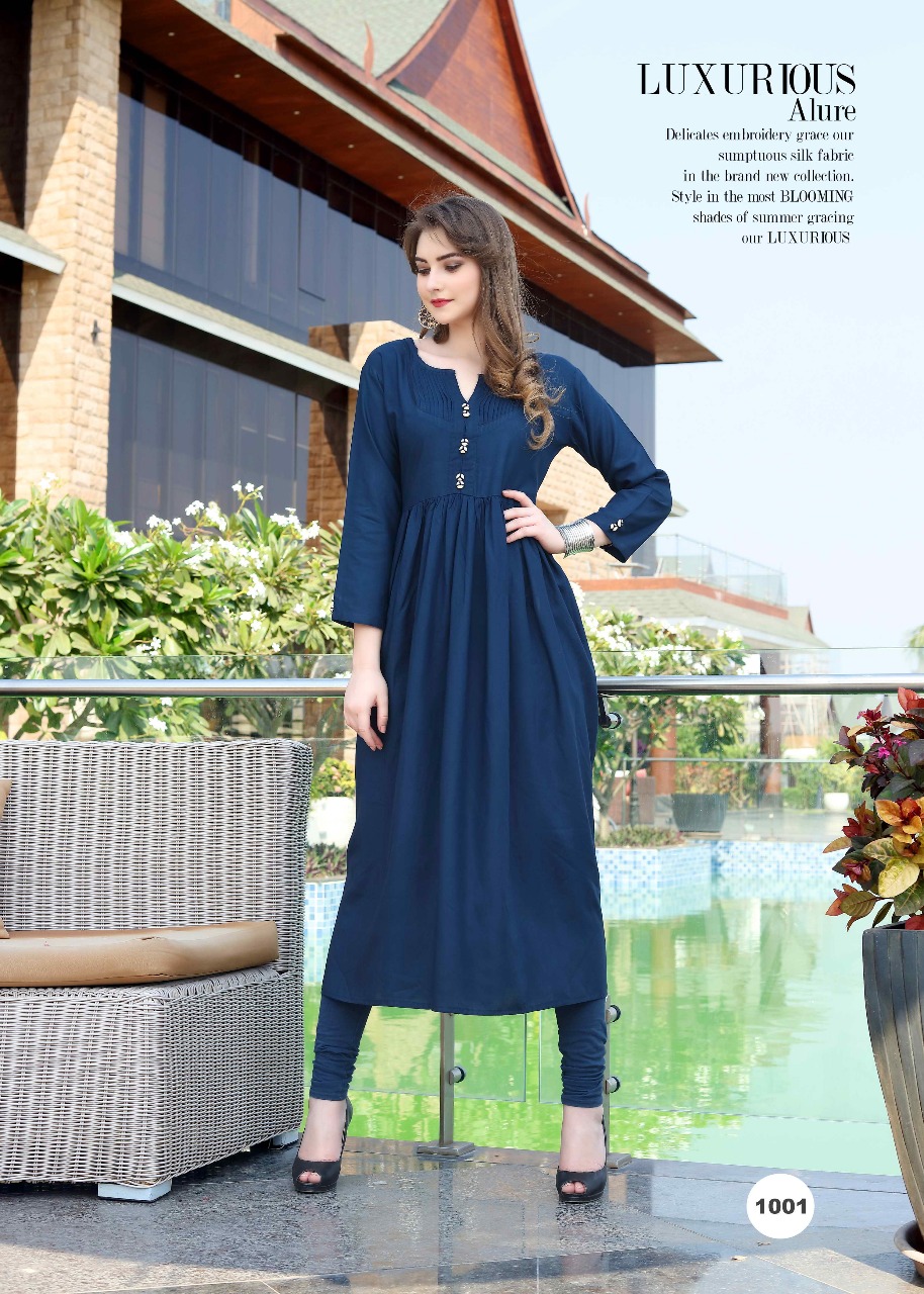 Attitude By Ayush Fashion 1001 To 1006 Series Designer Beautiful Stylish Fancy Colorful Casual Wear & Ethnic Wear Rayon Plain Kurtis At Wholesale Price