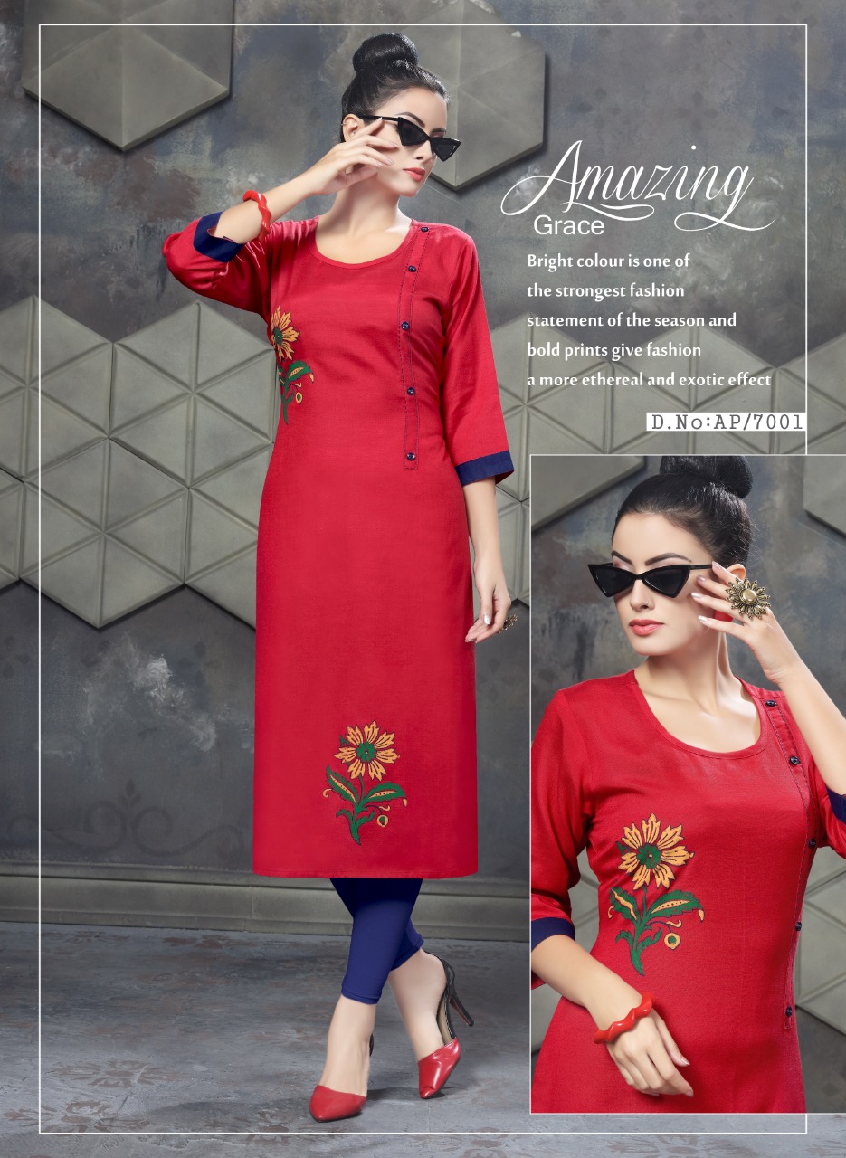 Aura Premium Vol-7 By Pranjal Creation 7001 To 7009 Series Beautiful Colorful Stylish Fancy Casual Wear & Ethnic Wear & Ready To Wear Heavy Rayon Flex Kurtis At Wholesale Price