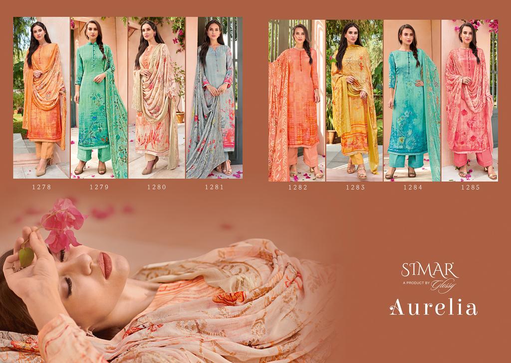 Aurelia By Glossy 1278 To 1285 Series Beautiful Suits Stylish Fancy Colorful Party Wear & Ethnic Wear Pure Viscose Digital Print With Handwork Dresses At Wholesale Price