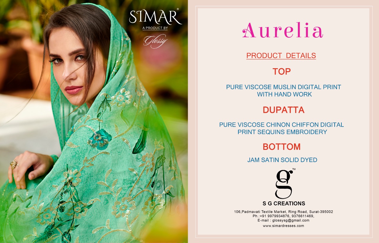 Aurelia By Glossy 1278 To 1285 Series Beautiful Suits Stylish Fancy Colorful Party Wear & Ethnic Wear Pure Viscose Digital Print With Handwork Dresses At Wholesale Price