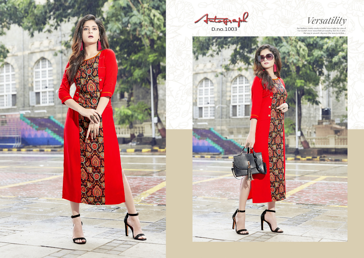 Autograph By Manya Designer 1001 To 1008 Series Designer Beautiful Stylish Fancy Colorful Casual Wear & Ethnic Wear Rayon Kurtis At Wholesale Price