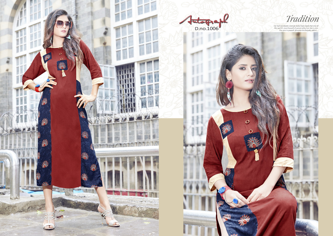 Autograph By Manya Designer 1001 To 1008 Series Designer Beautiful Stylish Fancy Colorful Casual Wear & Ethnic Wear Rayon Kurtis At Wholesale Price