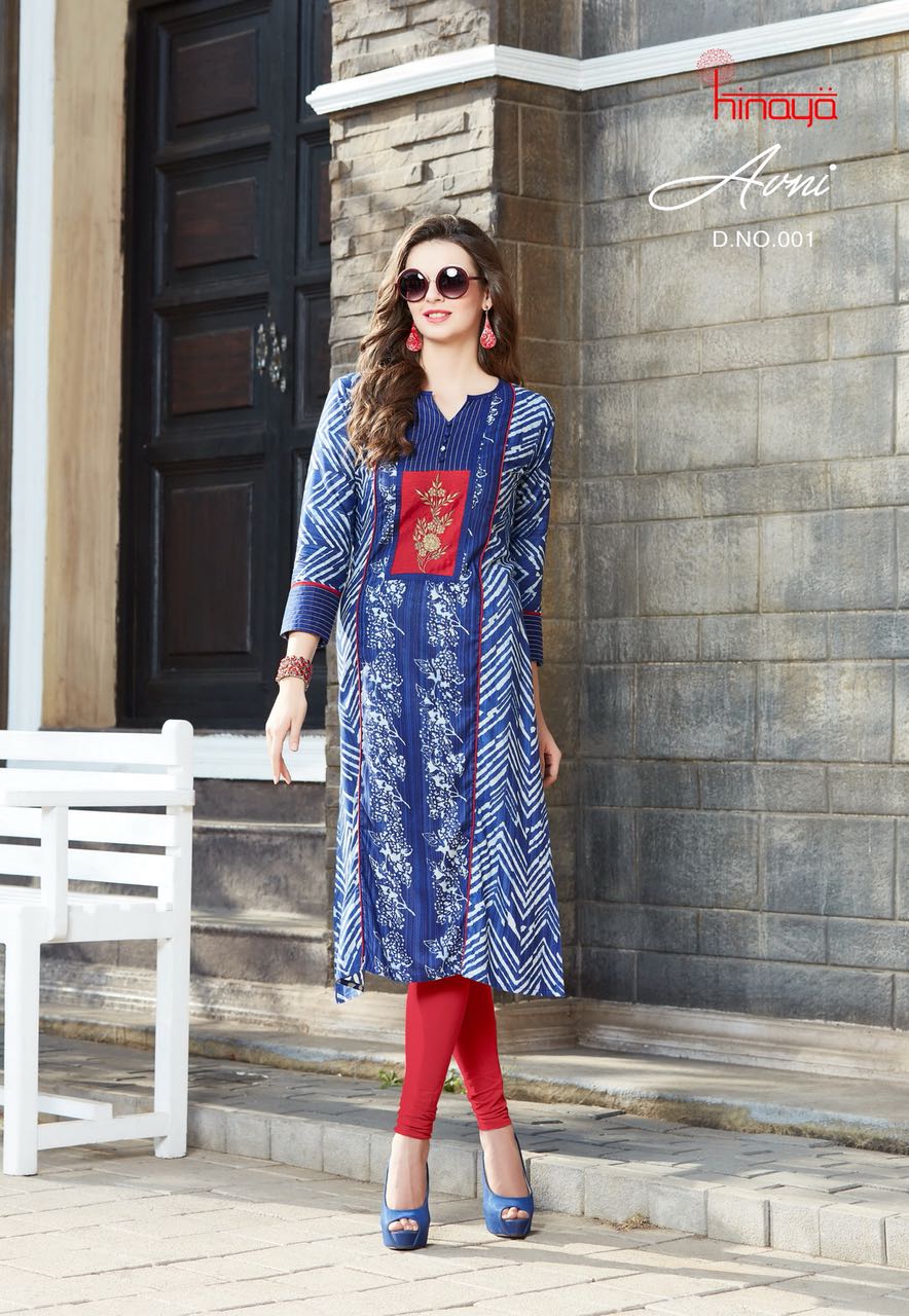 Avni By Kaamiri 001 To 011 Series Beautiful Stylish Fancy Colorful Casual Wear & Ethnic Wear Heavy Rayon Printed & Embroidered Kurtis At Wholesale Price