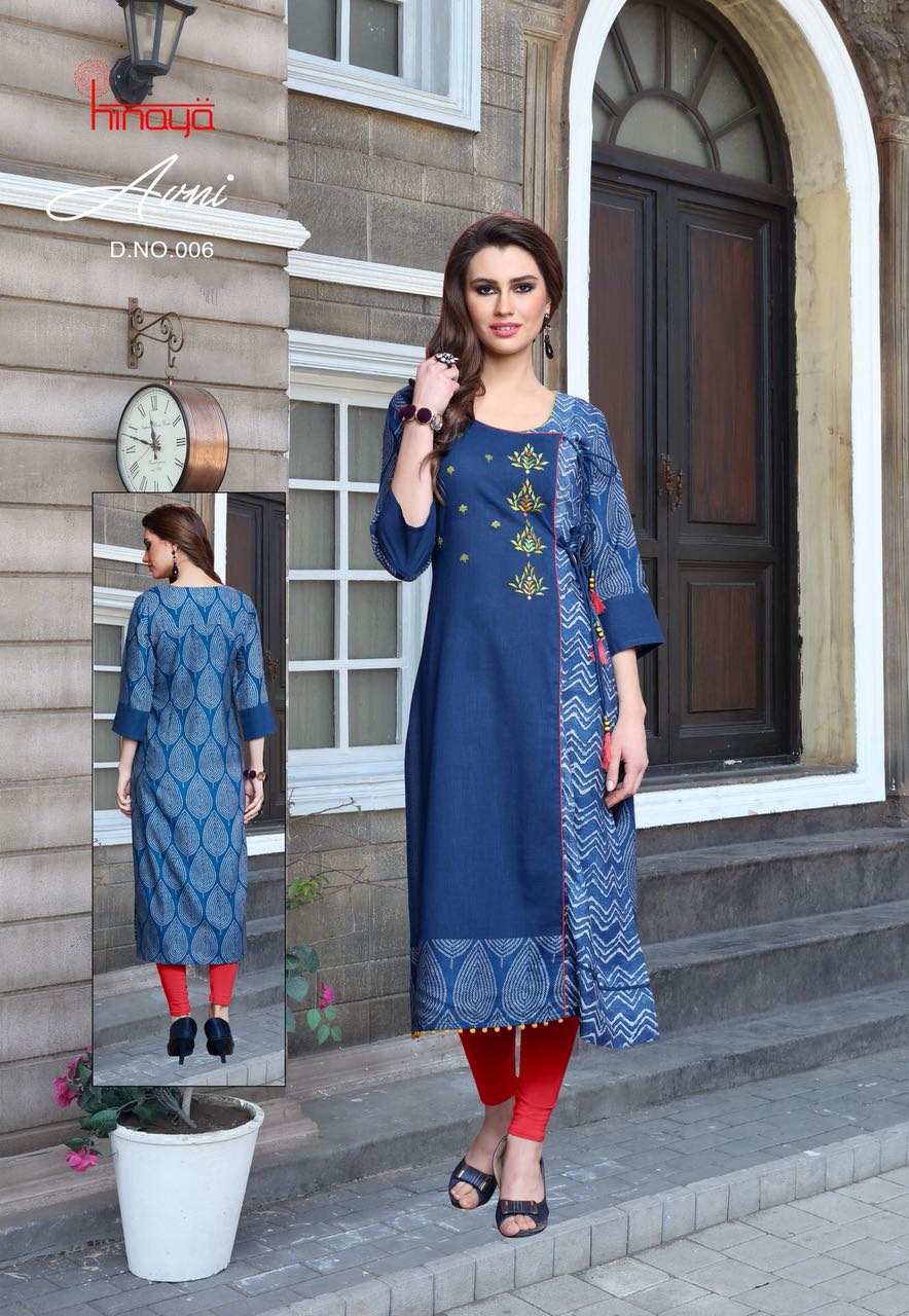 Avni By Kaamiri 001 To 011 Series Beautiful Stylish Fancy Colorful Casual Wear & Ethnic Wear Heavy Rayon Printed & Embroidered Kurtis At Wholesale Price